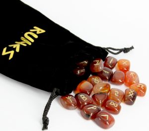 Carnelian Crystal Rune Set Complete with Instructions - Click For Detail View