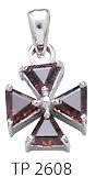 Sterling Silver Maltese Cross set with Faceted Garnet Stones