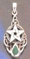 Sterling Silver Pentacle Drop Pendant with Malachite Stone Inlay - Click for detail VIEW