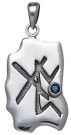 Sterling Silver Bind Rune for 'Psychic Power' pendant offset with faceted Blue Saphire Stone - click for detail VIEW