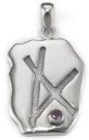 Sterling Silver Bind Rune to Attract Love pendant offset with faceted Amethyst gem stone - Choose your gemstone