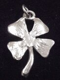 Sterling Silver Lucky Four Leaf Clover Pendant - delicate curves and look of a real clover - Click for Detail VIEW