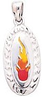 Silver Flame - Element of Fire Oval Pendant - Sterling Silver with Enamel Flame inlay - Click for detail VIEW
