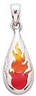 Silver Flame - Element of Fire Teardrop Pendant - Sterling Silver with Enamel Flame inlay - Click for detail VIEW