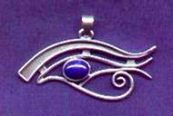 photo of silver Eye of Horus pendant with lapis lazuli cabochon - click for detail view