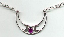photo of Sterling Silver Triple Goddess inside Crescent Moon Head Peice with Chain by ShadowSmith - click for detail view